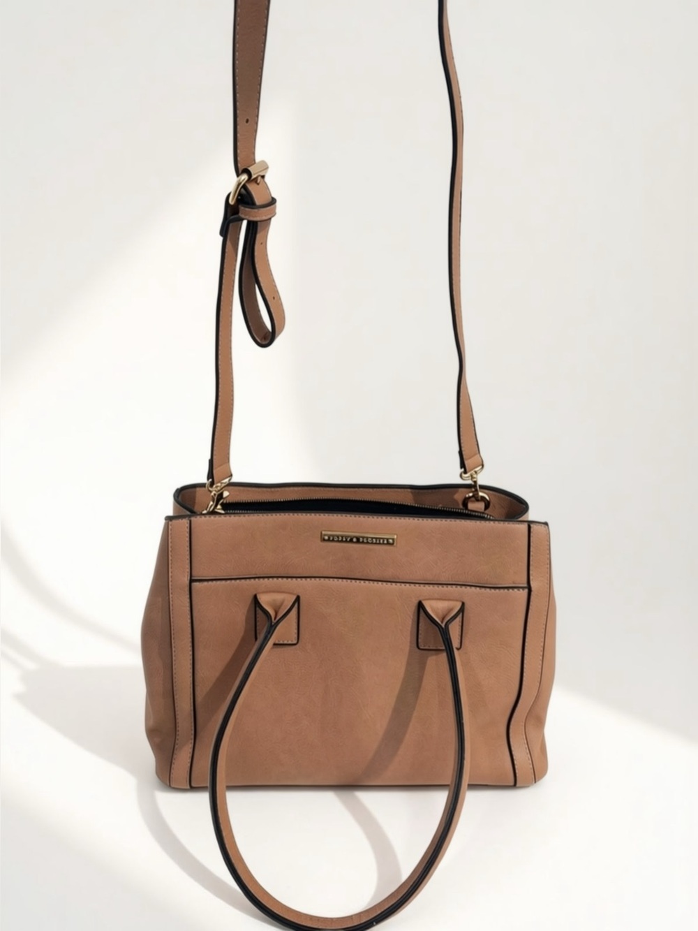 Poppy & Peonies Vegan Leather Crossbody Bag | Beige Taupe | Includes Dust Bag